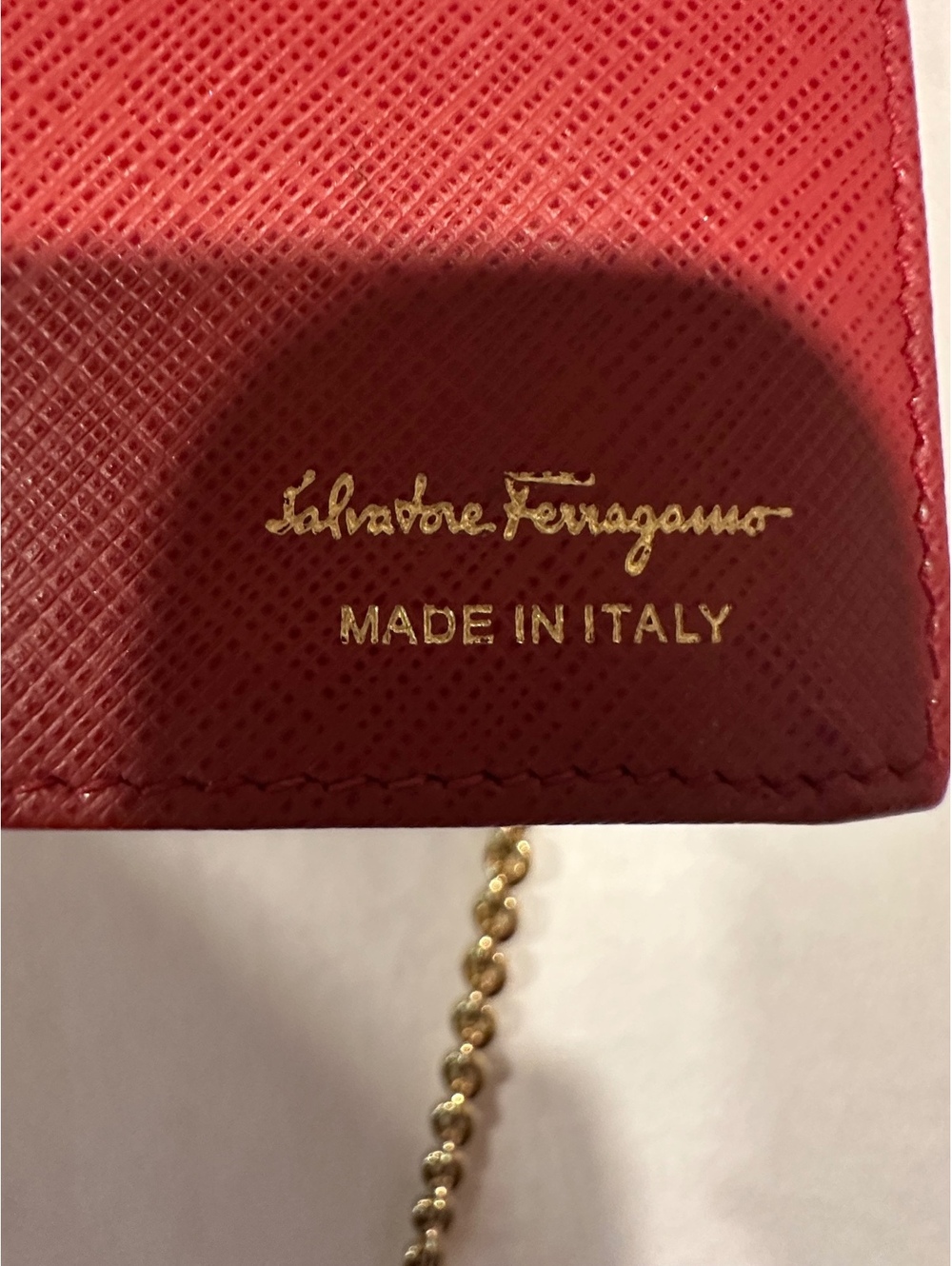 Salvatore Ferragamo Vara Bow Wallet Crossbody Removable Chain Red Saffiano Italy - Picture 6 of 10